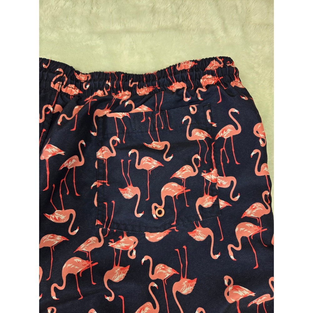Old Navy Mens XXL Navy Blue Pink Flamingo Print Swim Trunks Mesh Lined Shorts - Picture 9 of 10
